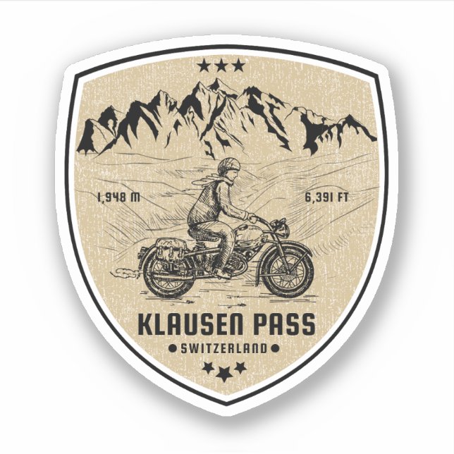 Klausen Pass swiss–alps motorcycle tour Sticker (Front)