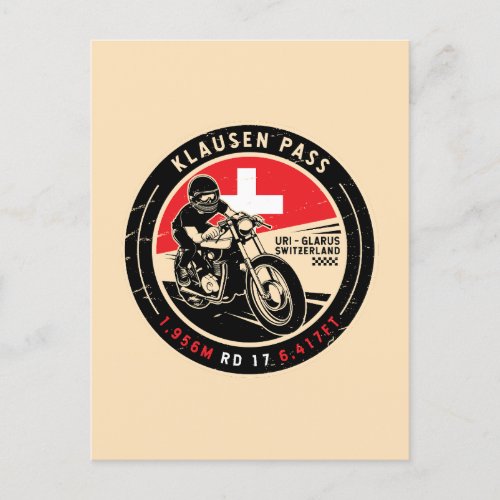 Klausen Pass  Switzerland  Motorcycle Postcard