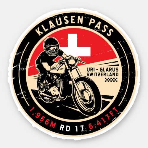 Klausen Pass  Switzerland  Motorcycle Sticker
