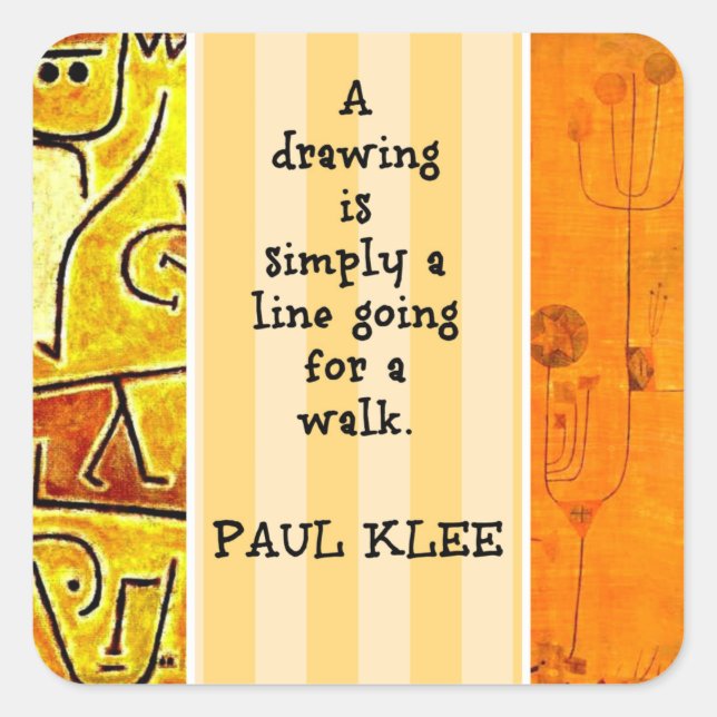 Klee - Abstract artwork and quotation, Square Sticker (Front)