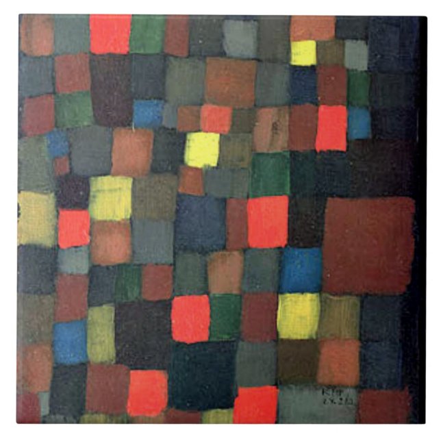 Klee - Abstract Color Harmony with Squares Ceramic Tile (Front)