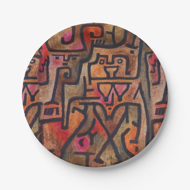 Klee Abstract Forest Expressionist Modern Art Paper Plates (Front)