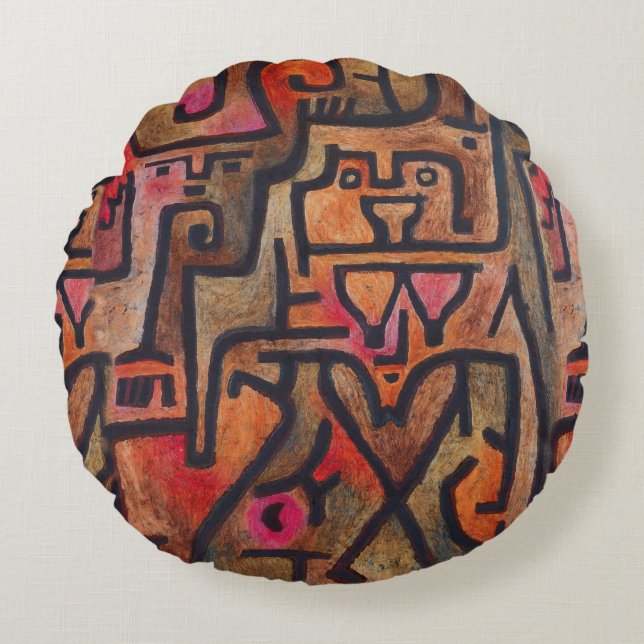 Klee Abstract Forest Expressionist Modern Art Round Pillow (Front)