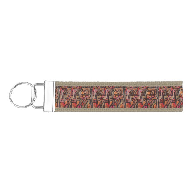 Klee Abstract Forest Expressionist Modern Art Wrist Keychain (Keys on Left)