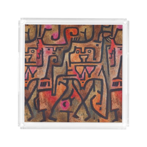 Klee Abstract Red Abstract Expressionist Nature  Acrylic Tray