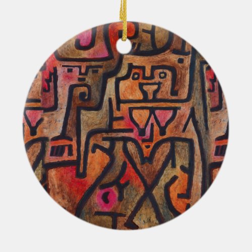 Klee Abstract Red Abstract Expressionist Nature  Ceramic Ornament