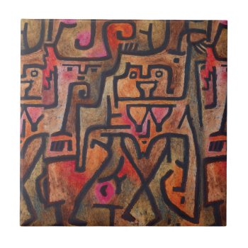 Klee Abstract Red Abstract Expressionist Nature  Ceramic Tile by antiqueart at Zazzle