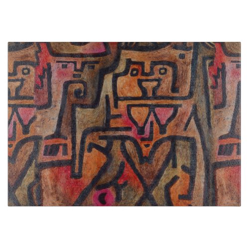 Klee Abstract Red Abstract Expressionist Nature  Cutting Board