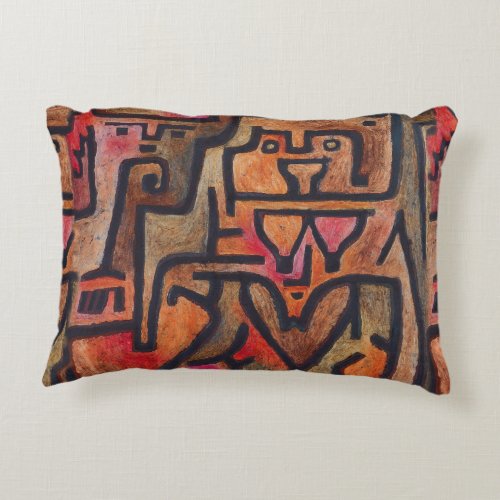 Klee Abstract Red Abstract Expressionist Nature  Decorative Pillow
