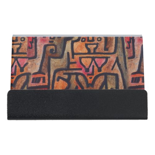 Klee Abstract Red Abstract Expressionist Nature  Desk Business Card Holder