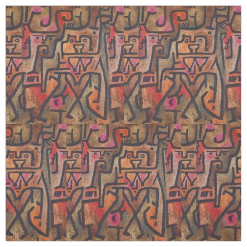 Klee Abstract Red Abstract Expressionist Nature  Fabric