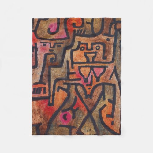 Klee Abstract Red Abstract Expressionist Nature  Fleece Blanket
