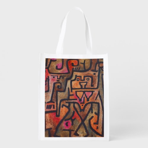 Klee Abstract Red Abstract Expressionist Nature  Grocery Bag