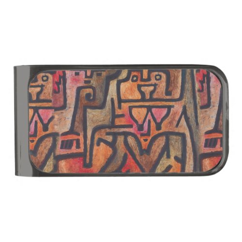 Klee Abstract Red Abstract Expressionist Nature  Gunmetal Finish Money Clip