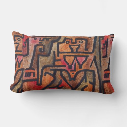 Klee Abstract Red Abstract Expressionist Nature  Lumbar Pillow