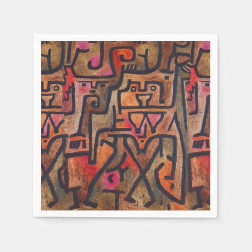 Klee Abstract Red Abstract Expressionist Nature  Paper Napkins