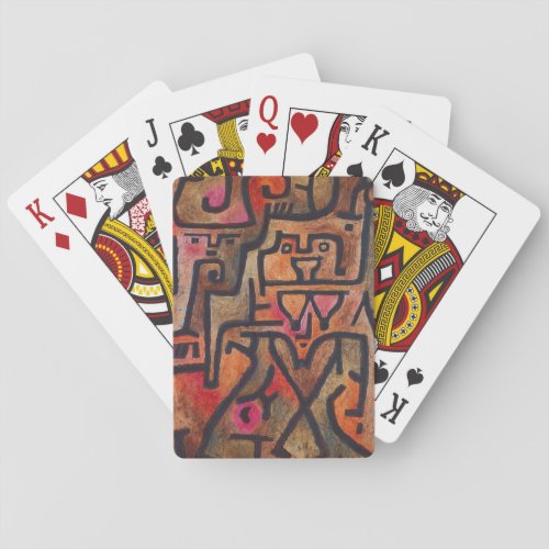 Klee Abstract Red Abstract Expressionist Nature  Playing Cards