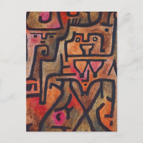 Klee Abstract Red Abstract Expressionist Nature  Postcard