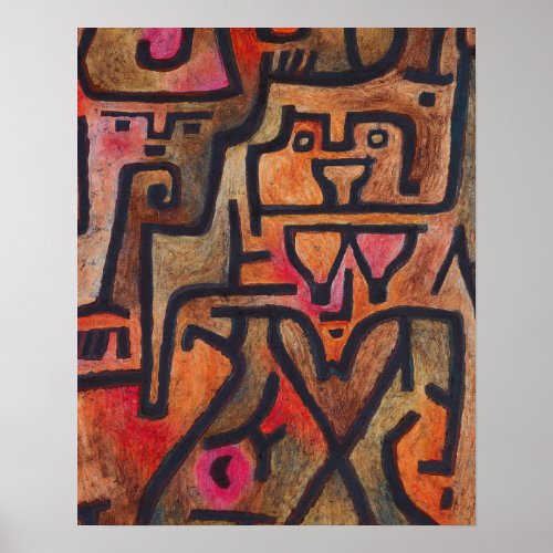 Klee Abstract Red Abstract Expressionist Nature  Poster