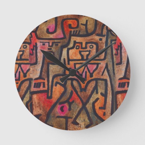 Klee Abstract Red Abstract Expressionist Nature  Round Clock