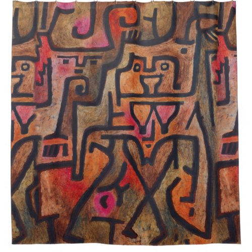 Klee Abstract Red Abstract Expressionist Nature  Shower Curtain