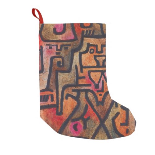 Klee Abstract Red Abstract Expressionist Nature  Small Christmas Stocking