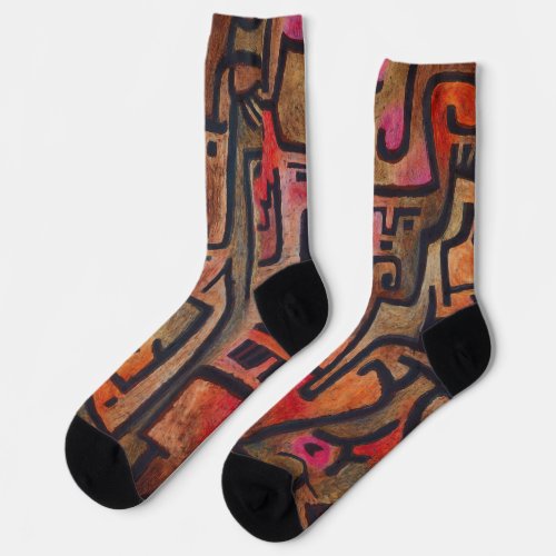 Klee Abstract Red Abstract Expressionist Nature  Socks