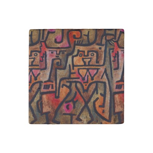 Klee Abstract Red Abstract Expressionist Nature  Stone Magnet