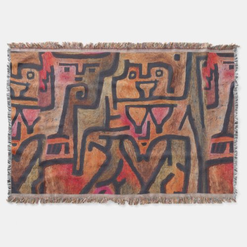 Klee Abstract Red Abstract Expressionist Nature  Throw Blanket