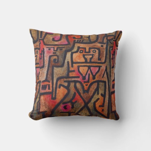 Klee Abstract Red Abstract Expressionist Nature  Throw Pillow