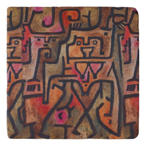 Klee Abstract Red Abstract Expressionist Nature  Trivet