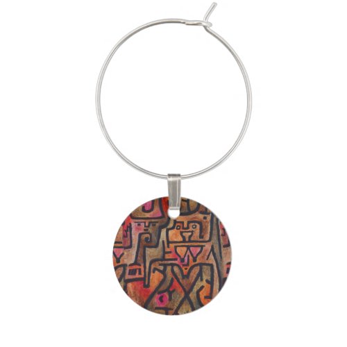 Klee Abstract Red Abstract Expressionist Nature  Wine Glass Charm