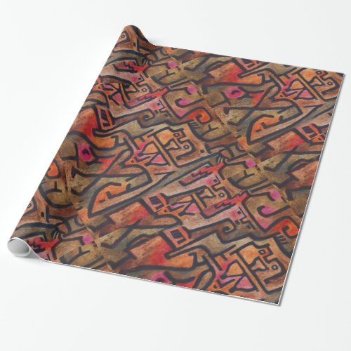 Klee Abstract Red Abstract Expressionist Nature  Wrapping Paper