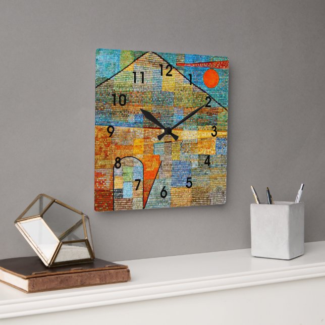 Klee - Ad Parnassus, Paul Klee artwork Square Wall Clock (Office)