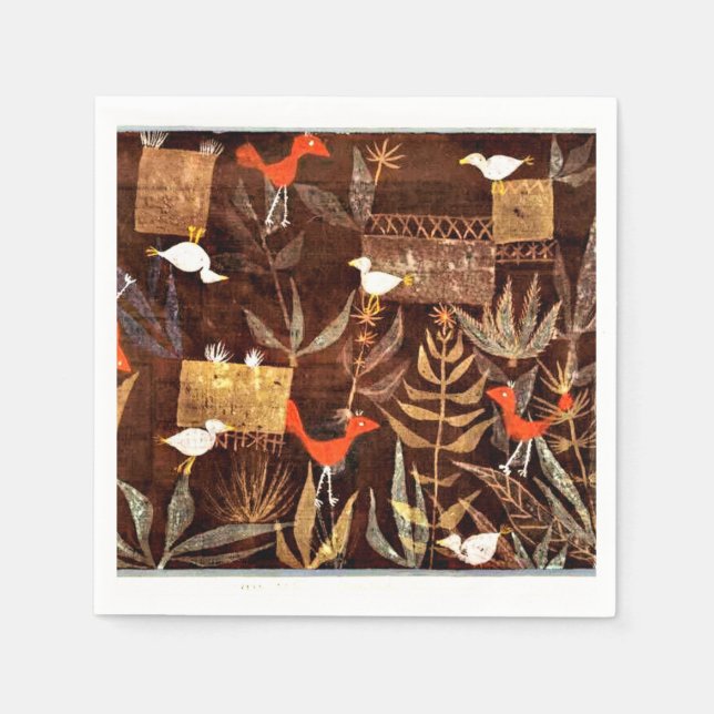 Klee - Bird Garden, famous artwork, Napkins (Front)