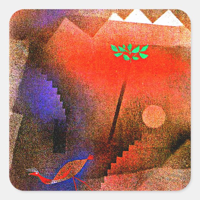Klee - Bird Wandering Off Square Sticker (Front)