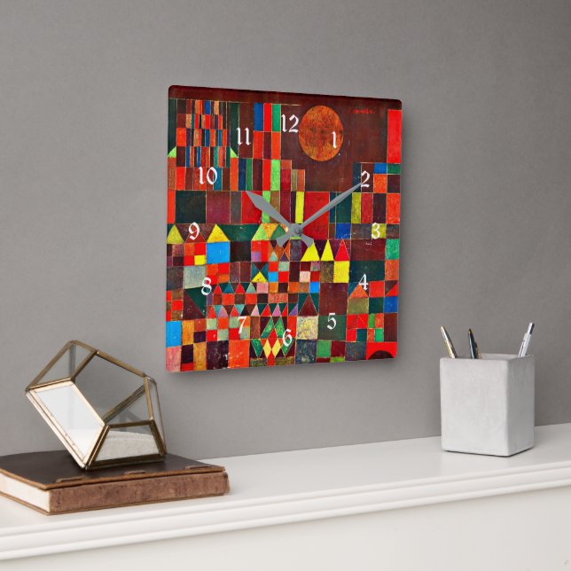 Klee - Castle and Sun Square Wall Clock (Office)