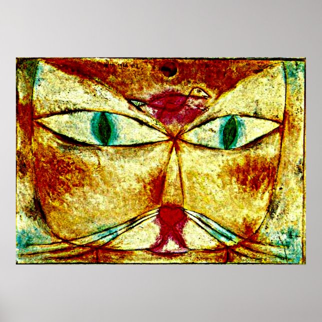 Klee - Cat and Bird painting by Klee Poster (Front)