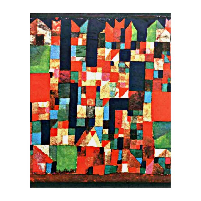 Klee - City Picture with red and green Acrylic Print (Front)