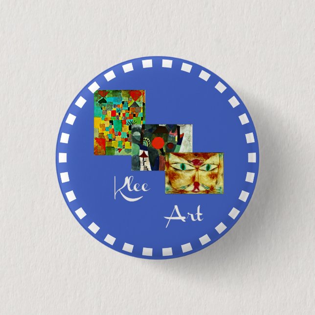 Klee collage art with circle frame button (Front)