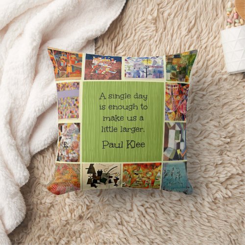 Klee _ Colorful Collage and Quotation Throw Pillow