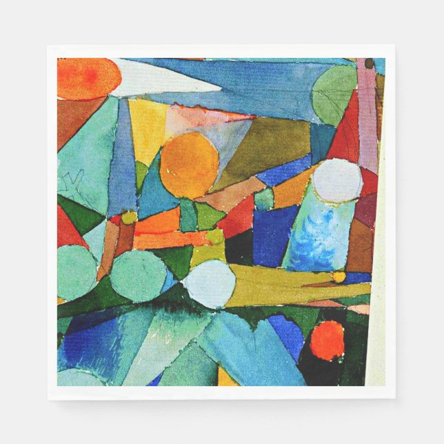 Klee - Colour-Shapes, famous painting, Napkins (Front)