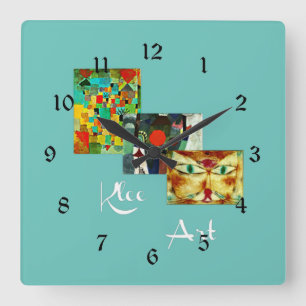Klee - Famous paintings by Paul Klee Square Wall Clock