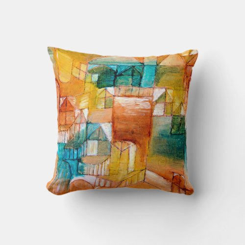 Klee _ Fascade Brown_Green Throw Pillow