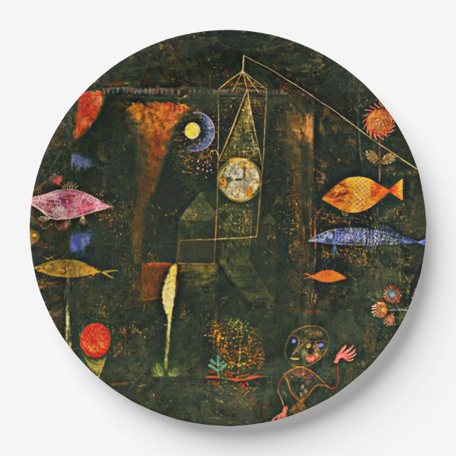 Klee - Fish Magic, famous painting, Paper Plates (Front)