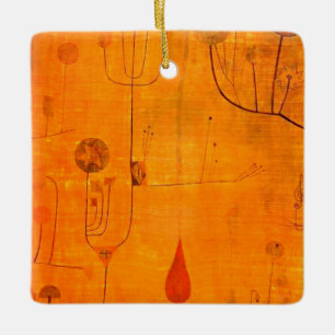 Klee - Fruits on Red, abstract art, Ceramic Ornament