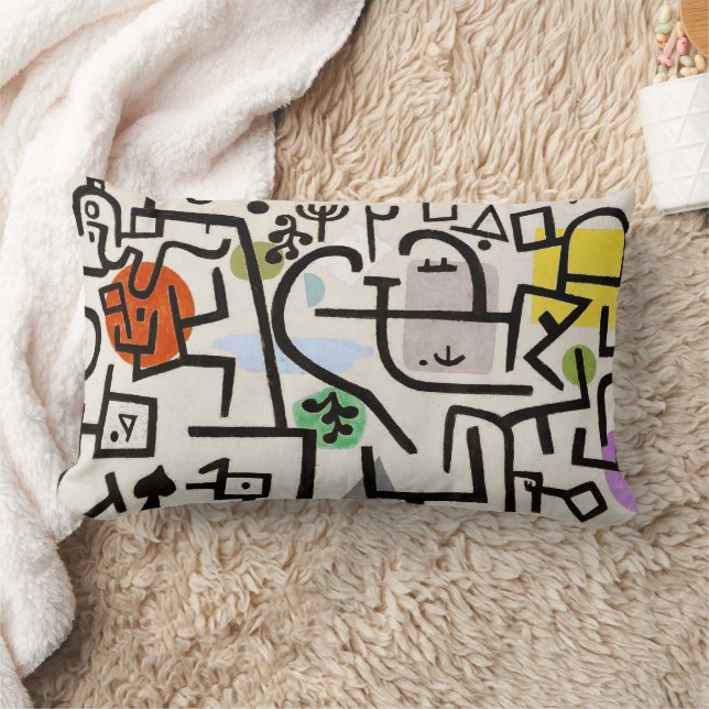 Klee-Inspired Abstract Lumbar Art Pillow (Blanket)