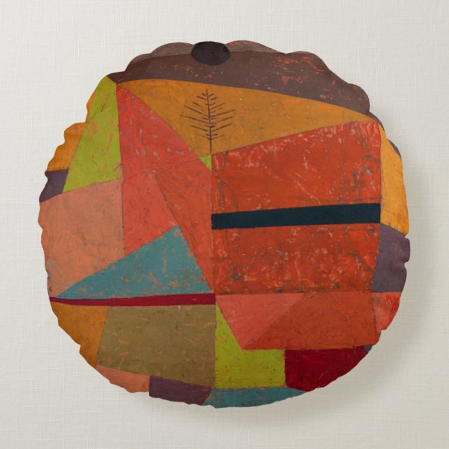 Klee - Joyful Mountain Landscape Round Pillow (Front)