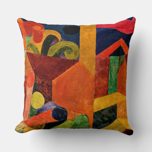 Klee - Landscape with Flags Throw Pillow (Front)