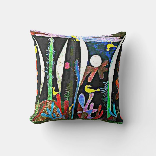 Klee - Landscape with Yellow Birds Throw Pillow (Front)
